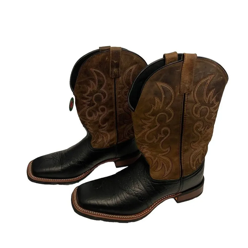 Laredo Topeka Square Toe Cowboy Mens Black, Brown Dress Boots 7824 - Size 12